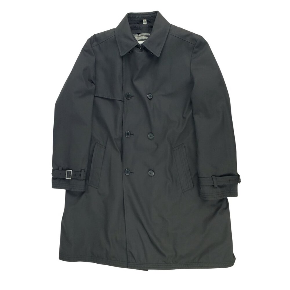 Kenneth Cole New York Men’s 46L Black Trench Rain Coat Removable Lining No Belt